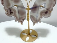 Black Sakura Flower Agate Butterfly Wing Carving With Stand