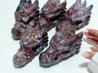 5 Pieces Unique Ocean Jasper Dragon Head Carving