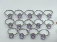 14 Pieces S925 Lavender Quartz Cut Faceted Ring Style #3