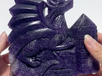 Deep Purple Lepidolite Flying Dragon Carving