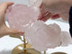 3 Pairs Beautiful Rose Quartz Flower Carving With Stand