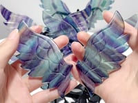 5 Pairs Rainbow Fluorite Angel Wing With Stand