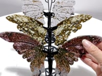 3 Pairs 8th Vein Ocean Jasper Butterfly Wing Carving With Stand #2