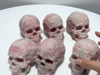 6 Pieces Beautiful Pink Opal Skull Carving
