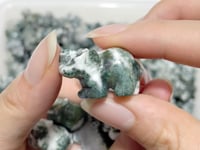 Mini Moss Agate Elephant Carving Wholesale