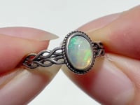 #2 Silver Ring Wholesale White Opal Colorful Opal Moonstone