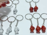 Howlite Red Jasper Santa Claus Christmas Carving Keychain Wholesale