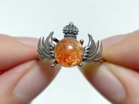 #D3 Silver Rings Wing Crown Shape Wholesale Malachite Sunstone Lavender Amethyst Citrine Rhodochrosite