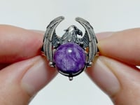 #G1 Silver Rings Eagle Shape Wholesale Kunzite Charoite Citrine Malachite Clear Quartz Smoky Quartz