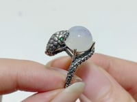 #G2 Silver Rings Snake Shape Wholesale Moonstone Amethyst Citrine Strawberry Quartz Garden Quartz