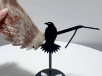 High Quality Sunstone Mixed Moonstone Eagle Wing Carving With Stand