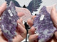 3 Pairs Pink Opal Angel Ruby In Kyanite Lepidolite Wing Carving With Stand