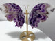 Chevron Amethyst Butterfly Wing Carving With Stand