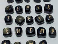 Rune Stones Set Engraved Gold Sheen Obsidian Crystal Wholesale