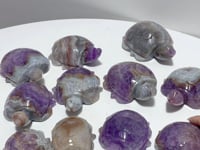 11 Pieces Amethyst Mixed Agate Turtle Carving