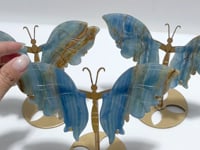 3 Pairs Blue Onyx Butterfly Wing With Stand