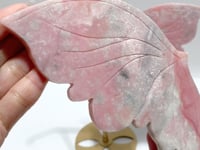 Unique Pink Opal Butterfly Wing Carving With Stand