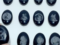 Black Obsidian Engraved Twelve Olympians Palm Stone Wholesale