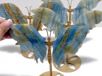 4 Pairs Blue Onyx Butterfly Carving Wing With Stand