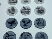 4cm Black Obsidian Clear Quartz Engraved Eagle Round Slices DIY Wholesale