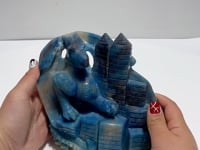 6.7in Beautiful Trolleite Flying Dragon With Castle Carving