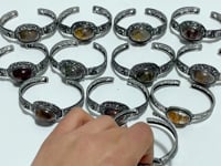 Open Bangle 13 Pieces Retro Garden Quartz Adjustable Alloy Cuff bracelet