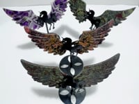 4 Pairs Pegasus Wing With Stand Chevron Amethyst Dragon Blood Stone