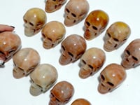 15 Pieces Orange Jade Skull Carving
