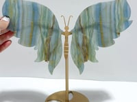 Unique Blue Onyx Butterfly Wing Carving With Stand