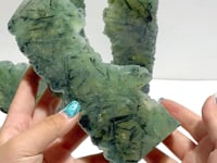 3 Pieces Large Natural Prehnite Tower Raw Side