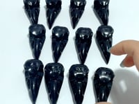 Small Obsidian Crow Skull Carving Wholesale