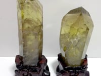 2 Pieces Large Citrine Mountain Tower Raw Bottom With Stand