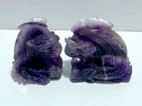 2 Pieces Beautiful Chevron Amethyst Dragon Castle Carving