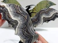 2 Pairs Flying Dragon Wing With Stand Grey Calcite Green Jade