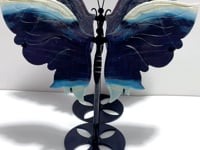 2 Pairs Trolleite Stone Butterfly Wing Carving With Stand