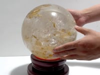 Large Dentritic Clear Quartz Golden Fire Quartz Sphere For Collection