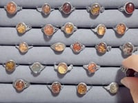 24 Pieces Beautiful S925 Sterling Silver Garden Quartz Different Styles Ring