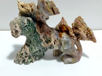 Unique 8th Vein Ocean Jasper Colorful Circle Leopard Carving