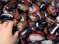 Red&Black Stripe Agate Mixed Quartz Palm Wholesale