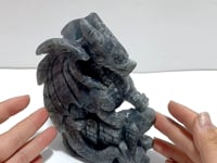 Unique Labradorite Flying Dragon Carving