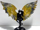 Unique Ocean Jasper Demon Angel Wing Carving With Stand