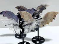 4 Pairs Flying Dragon Wing With Stand Clear Quartz Sunstone Black Sakura Agate