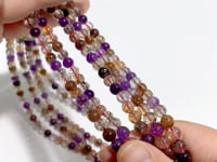 5 Pieces 7mm Super 7 Amethyst Beads 3-Loop Bracelet/Necklace For DIY