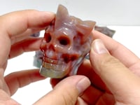 6 Pieces Colorful Ocean Jasper King Skull Carving