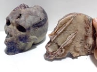 2 Pieces Large Purple Fluorite Skull Carving