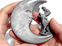 Silver Sheen Obsidian Moon Face Wolf Carving Wholesale
