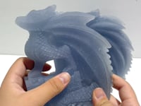 2 Pieces Blue Angelite Flying Dragon Castle Carving