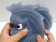 2 Pieces Blue Angelite Flying Dragon Castle Carving