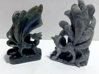 2 Pieces Labradorite Nine-tailed Fox Carving