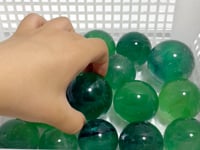 17 Pieces Green Clear Fluorite Spheres With Rainbow